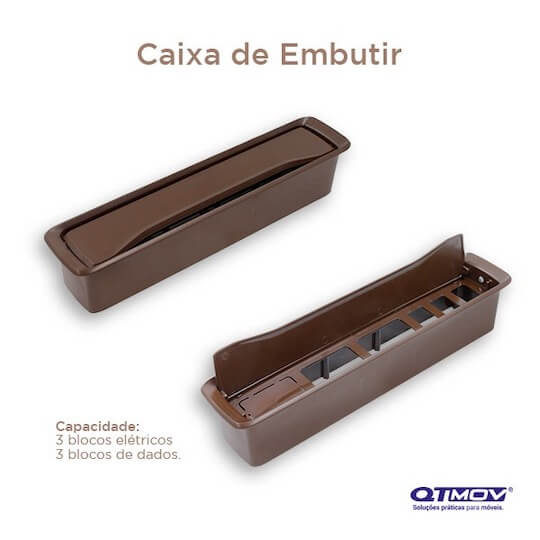 Caixa de tomadas de embutir grande da QTMOV em chocolate