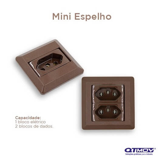 Mini espelho de tomadas da QTMOV em chocolate