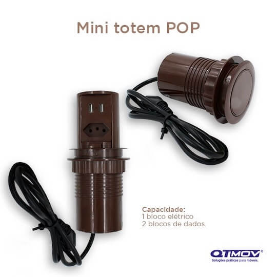 Mini Totem de Tomadas POP da QTMOV em chocolate