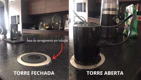 Torre de tomada para bancada com indução