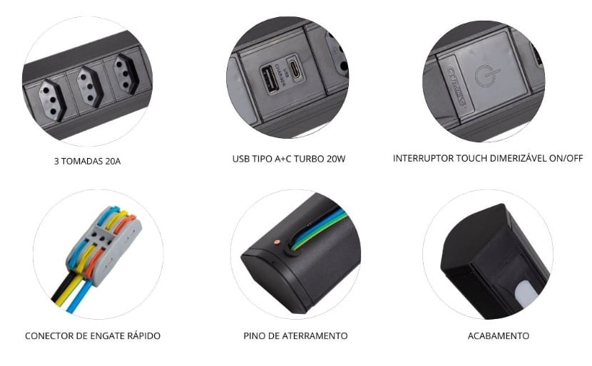 Características técnicas do perfil de canto com LED