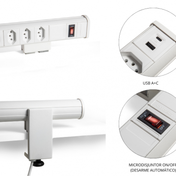 Estação Vertical 3NBR + USB Usb A+C branca da QTMOV