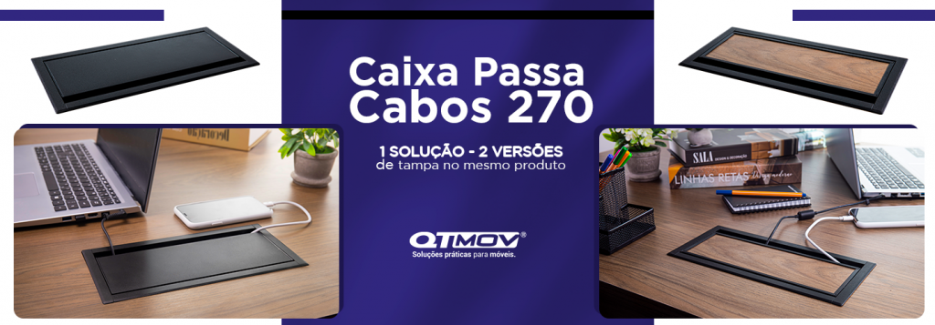 Banner da Caixa Passa Cabos 270 em alumínio da QTMOV versão desktop