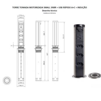 Ficha Técnica da Torre de Tomada Motorizada Small da QTMOV sem indução