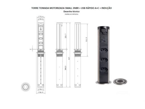 Ficha Técnica da Torre de Tomada Motorizada Small da QTMOV sem indução