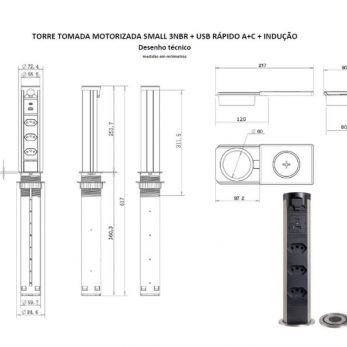 Ficha Técnica da Torre de Tomada Motorizada Small da QTMOV com indução