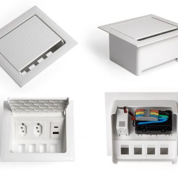 Caixa POP 2 tomadas monobloco + USB A+C turbo 20W na cor branca da qtmov
