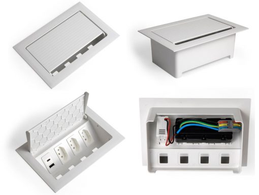 Caixa POP 3 tomadas monobloco + USB A +C turbo 20 W na cor branca da qtmov