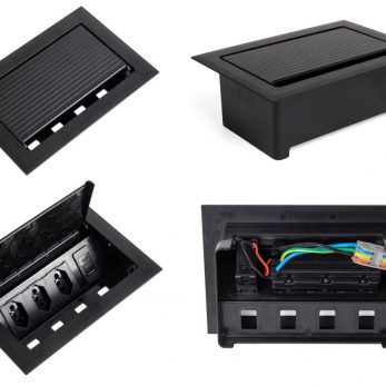 Caixa POP 3 tomadas monobloco + USB A +C turbo 20 W na cor preta da qtmov