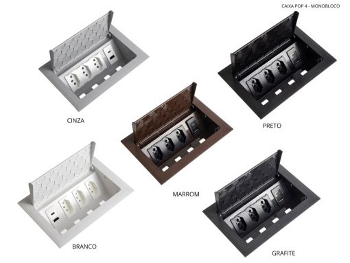 POP 4 Tomadas monobloco + USB A+C tutbo, todas as cores, da QTMOV