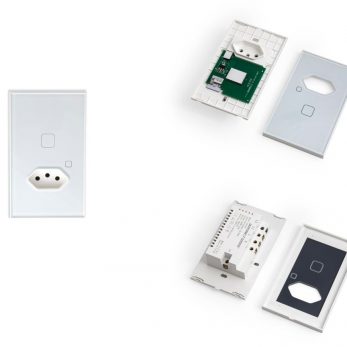 1 Tomada NBR 10A + 1 Interruptor touch frente e verso