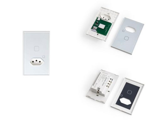1 Tomada NBR 10A + 1 Interruptor touch frente e verso