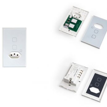 1 Tomada NBR 10A + 2 Interruptores touch frente e verso