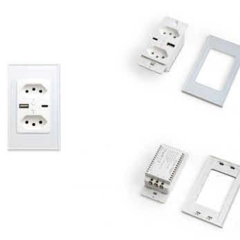 2 Tomadas NBR 10A + USB A+C frente e verso