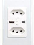ESPELHO 4X2 C/AUTOMAÇÃO 2NBR + USB A+C - BRANCO da QTMOV