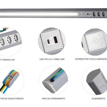 Especificidades do Perfil de Canto da QTMOV de 1m cinza
